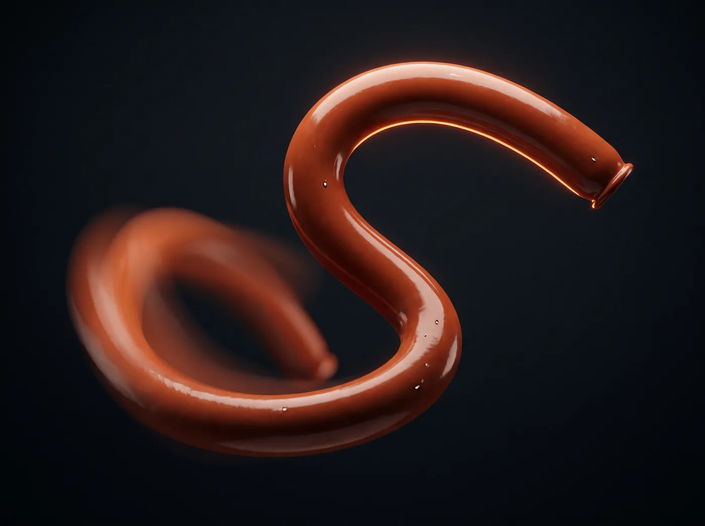 A single glossy cord caught mid-whip, frozen, trailing motion blur.