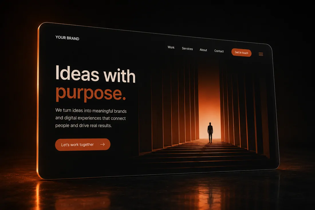 A website hero section on a wide screen.
