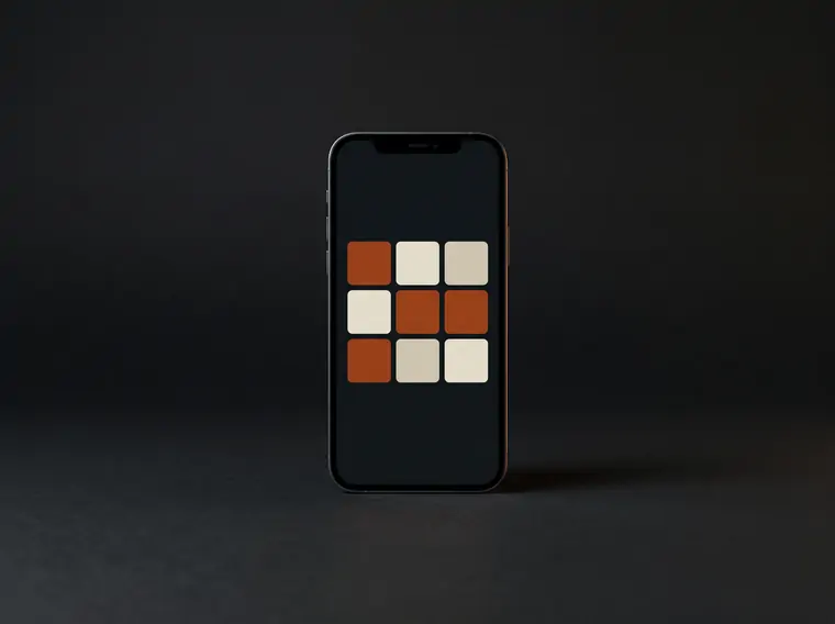 A phone showing a grid of social templates.